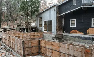 Prepared site with foundation forms for home remodeling and addition project in Richmond, VA